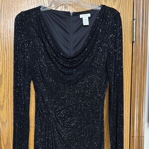 Cache Black Cowl Neck Long Sleeve Bodycon Dress